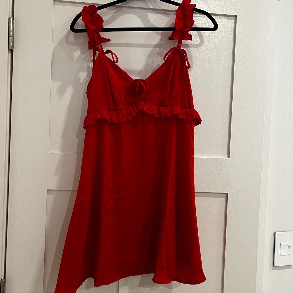 Rosette Babydoll Red Dress